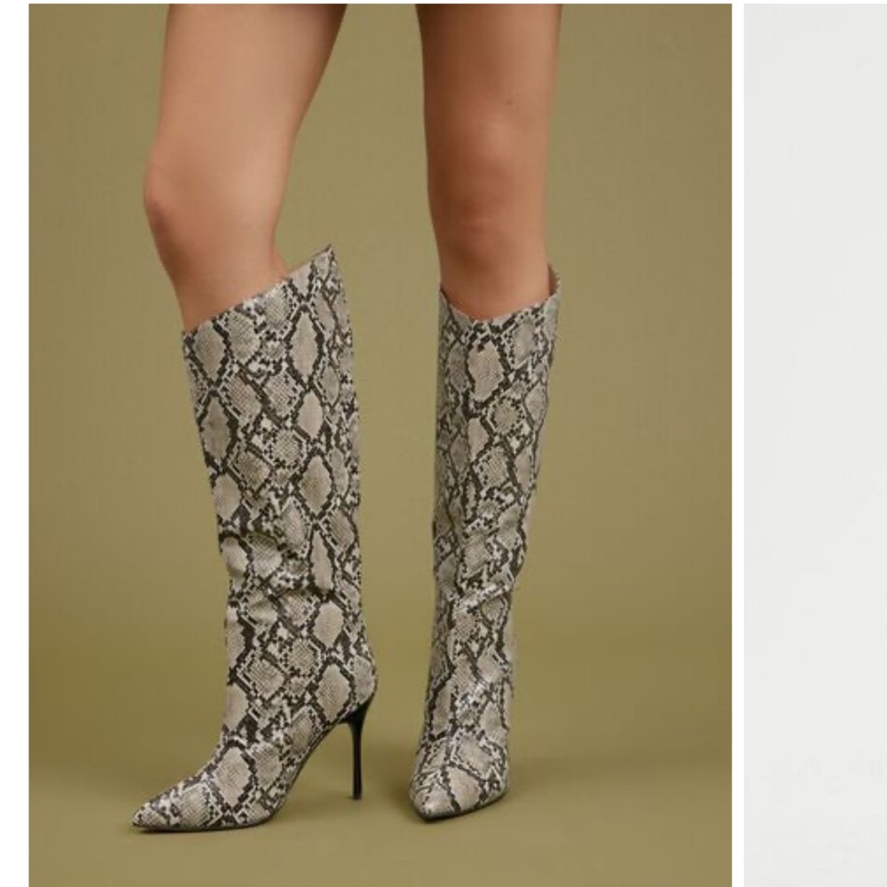 Snake print stiletto boots